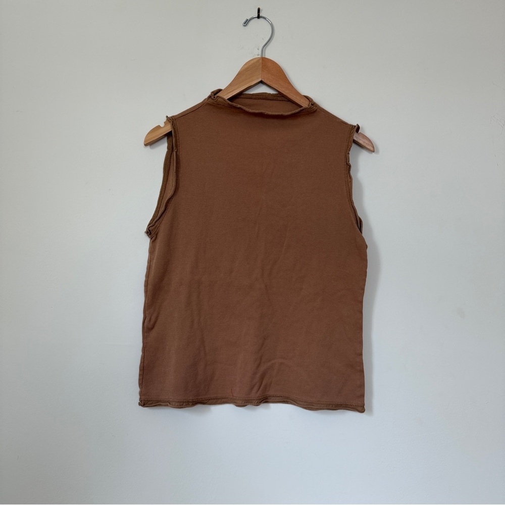 Elizabeth Suzann x Alabama Chanin James Sleeveless Mockneck Caramel L